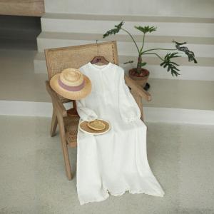 White Loose Linen Cozy Meditation Dress