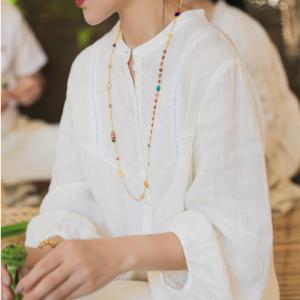 White Loose Linen Cozy Meditation Dress