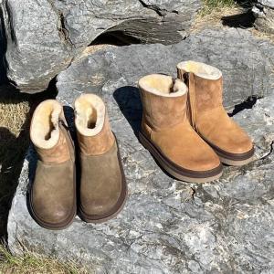 Suede Leather Wool Warm Lined Snow Boots for Women