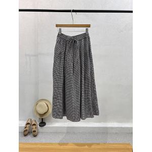 Small Red Plaid Skirt Drawstring Waist Cotton Maxi Skirt