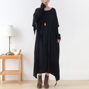 Asymmetrical Layering Cotton Knit Maxi Dress