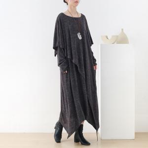 Asymmetrical Layering Cotton Knit Maxi Dress