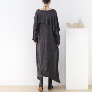 Asymmetrical Layering Cotton Knit Maxi Dress