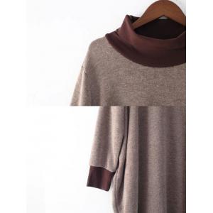 Coffee Contrast Loose Knitted Turtleneck Dress