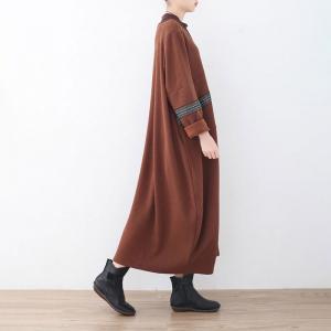 Mock Neck Plus Size Ethnic Knit Caftan Dress