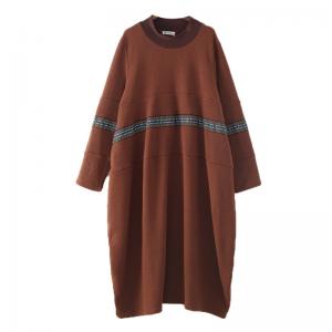 Mock Neck Plus Size Ethnic Knit Caftan Dress