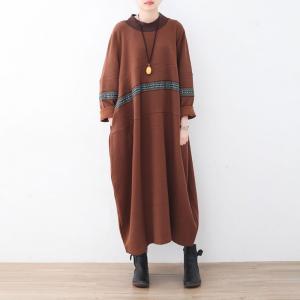 Mock Neck Plus Size Ethnic Knit Caftan Dress