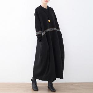Mock Neck Plus Size Ethnic Knit Caftan Dress