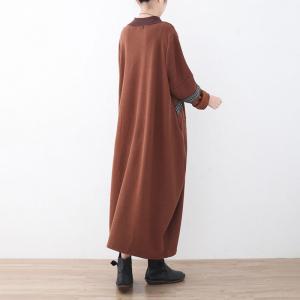 Mock Neck Plus Size Ethnic Knit Caftan Dress