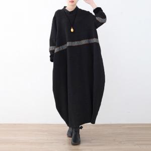 Mock Neck Plus Size Ethnic Knit Caftan Dress