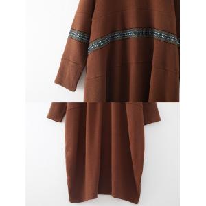 Mock Neck Plus Size Ethnic Knit Caftan Dress