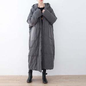 Front Zip Hooded White Duck Down Puffer Coat