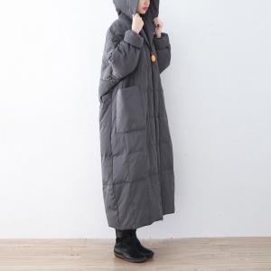 Front Zip Hooded White Duck Down Puffer Coat