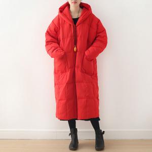 Front Zip Hooded White Duck Down Puffer Coat