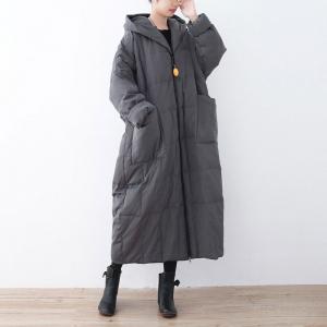 Front Zip Hooded White Duck Down Puffer Coat
