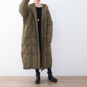 Front Zip Hooded White Duck Down Puffer Coat