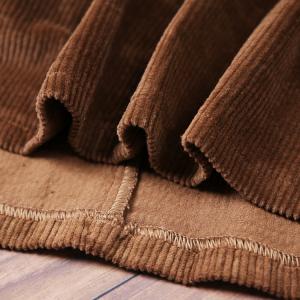 High Waist Coffee Corduroy Balloon Skirt