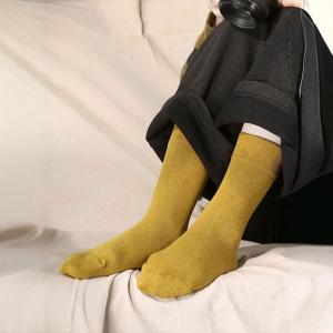 Solid Color Long-Staple Cotton Middle Tube Socks