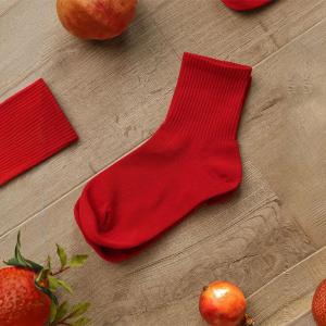 Christmas New Year Red Cotton Cotton Cozy Midi Socks