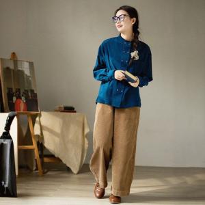Double Breasted Peacock Blue Corduroy Shirt