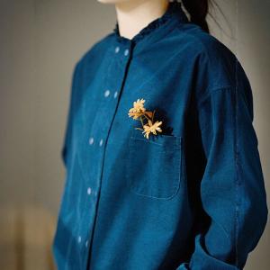 Double Breasted Peacock Blue Corduroy Shirt