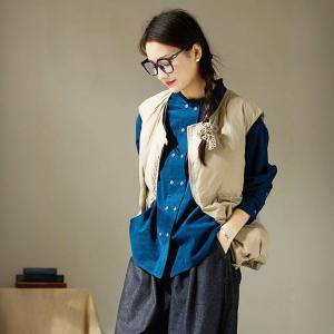 Double Breasted Peacock Blue Corduroy Shirt