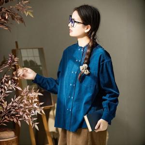 Double Breasted Peacock Blue Corduroy Shirt