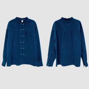 Double Breasted Peacock Blue Corduroy Shirt