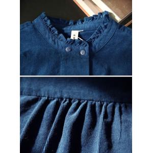 Double Breasted Peacock Blue Corduroy Shirt