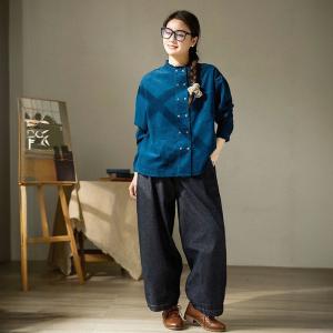 Double Breasted Peacock Blue Corduroy Shirt