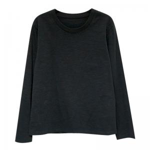 Black Crew Neck Cotton T-shirt for Women