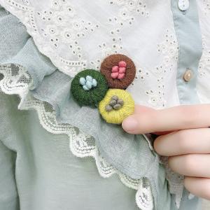 Handmade Cute Embroidered Cotton Crochet Brooch Pin