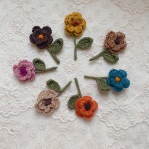 Handcrafted 3D Embroidered Knitted Flower Leaf Brooch Pin