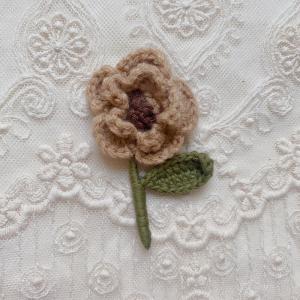 Handcrafted 3D Embroidered Knitted Flower Leaf Brooch Pin