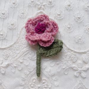 Handcrafted 3D Embroidered Knitted Flower Leaf Brooch Pin