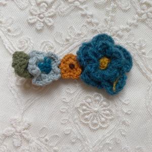Embroidered Floral Cotton Fabric Covered Hair Clip