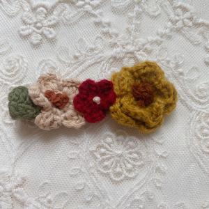 Embroidered Floral Cotton Fabric Covered Hair Clip