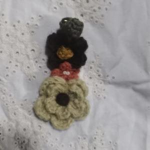 Embroidered Floral Cotton Fabric Covered Hair Clip