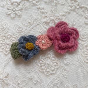 Embroidered Floral Cotton Fabric Covered Hair Clip
