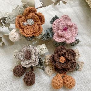 Handmade Rustic Style Knitted Crochet Flower Brooch for Her