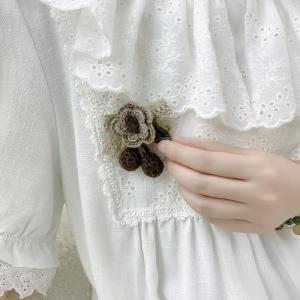 Handmade Rustic Style Knitted Crochet Flower Brooch for Her