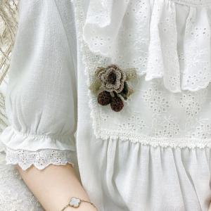 Handmade Rustic Style Knitted Crochet Flower Brooch for Her