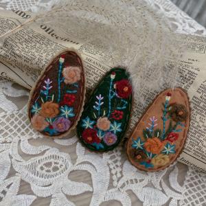 Mori Kei Flowers Embroidery Handcrafted Hair Snap Clip