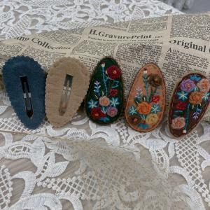 Mori Kei Flowers Embroidery Handcrafted Hair Snap Clip