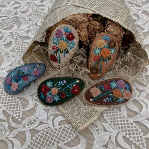 Mori Kei Flowers Embroidery Handcrafted Hair Snap Clip