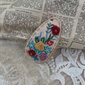 Mori Kei Flowers Embroidery Handcrafted Hair Snap Clip