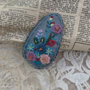 Mori Kei Flowers Embroidery Handcrafted Hair Snap Clip