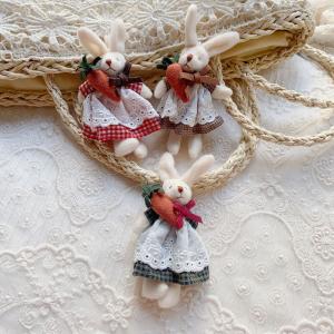 Handmade Cartoon Kawaii Rabbit with Carrot Brooch Pin