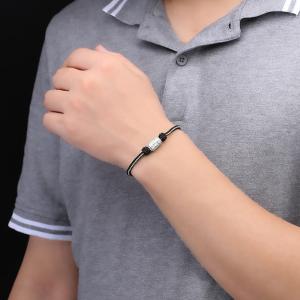 Tibetan S925 Silver Om Mani Buddhist Woven Bracelet with Prayer Wheel