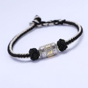 Tibetan S925 Silver Om Mani Buddhist Woven Bracelet with Prayer Wheel